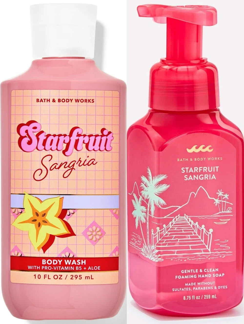 Bath & Body Works Starfruit Sangria Body Wash & Foaming Hand Soap Set NEW RARE